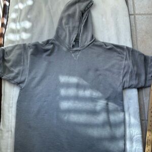Men's Gray Hoodie Short Sleeve Sweatshirt